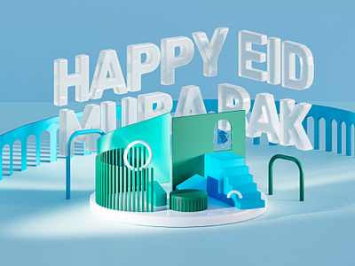 Happy Eid Mubarak 3d 3d illustration 3d scene design eid eidmubarak graphic design happyeidmubarak holiday idulfitr illustration ramadhan