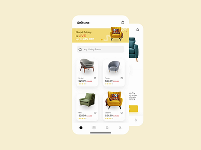 4niture - Item Interaction animation interaction mobile motion graphics ui ux visual design