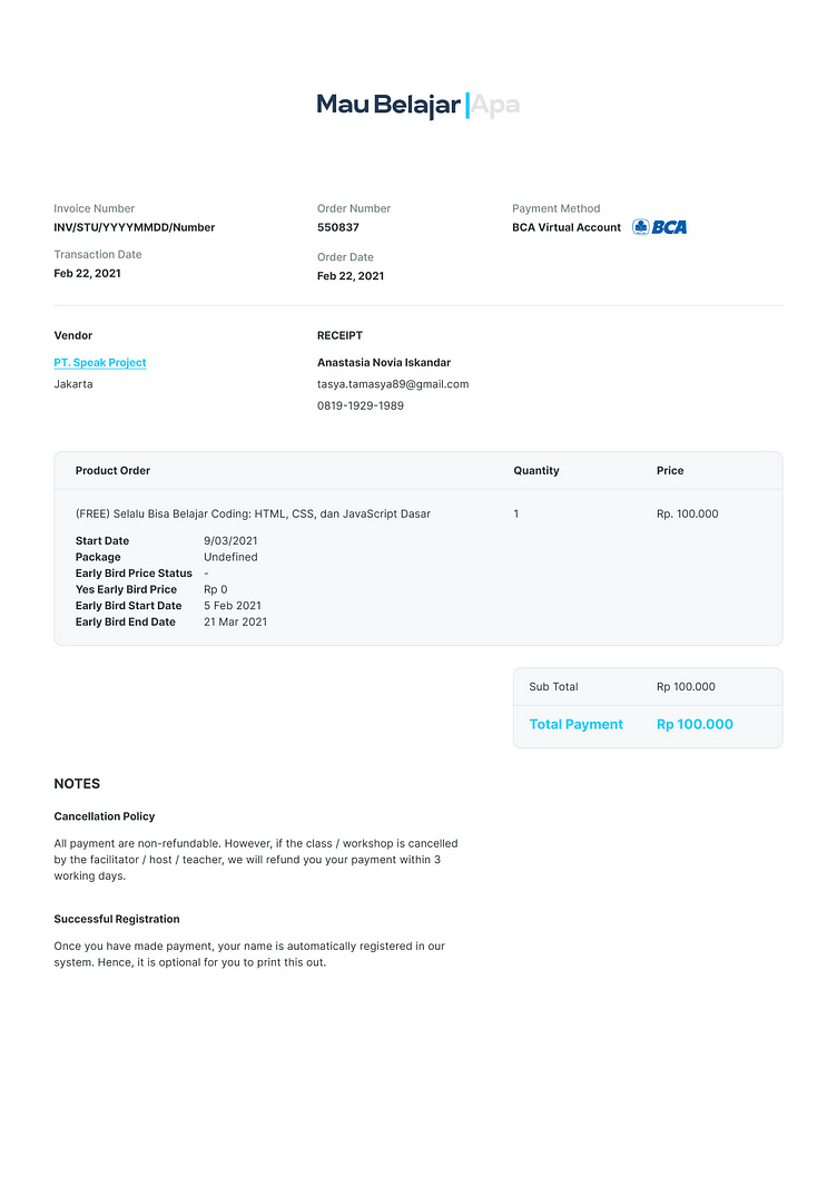 Create UI Invoice by Anastasia Novia Iskandar on Dribbble