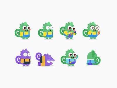 Celn chameleon mascot cartoon chameleon children colorful design flat funny illustration kids vector
