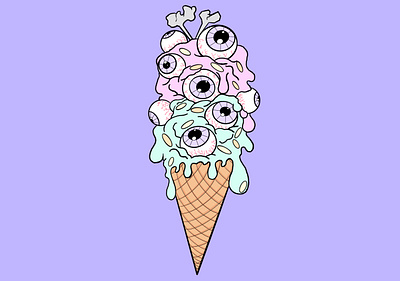 Eyeball Ice Cream design dessert digital drawing eyeball art food art graphic design illustration pastel goth pastel grunge spooky cute