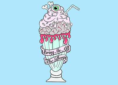 Bring Me All The Boys brain food design dessert digital art digital drawing food art graphic design illustration lowbrow art milkshake pastel goth pastel grunge pop art sweet