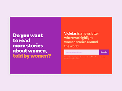 Newsletter sign up page feminism newsletter signup ui