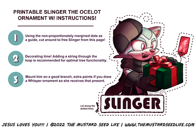 Printable Sonic Slinger the Ocelot Christmas Ornament character christmas cute design fan art fanart illustration instructions jesus loves you!!! print printable slinger slinger the ocelot sonic sonic the hedgehog style stylized the mustard seed life