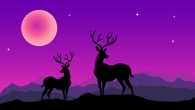 Deer moonlight illustration design graphic design illustration vector