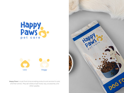 Happy Paws - pet care - logo design branding doggy graphic design illustration logo mark logotype packaging packaging design pet pet food logo vector logo vet veterinary