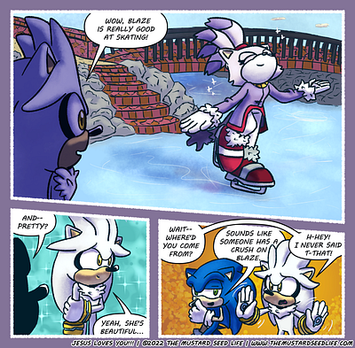 Silver x Blaze “Honest Moment” Comic Snippet blaze blaze the cat comic dialogue digital fan art fanart illustration jesus loves you!!! layout panel sequential sequential story silver silver the hedgehog silver x blaze sonic sonic the hedgehog story the mustard seed life