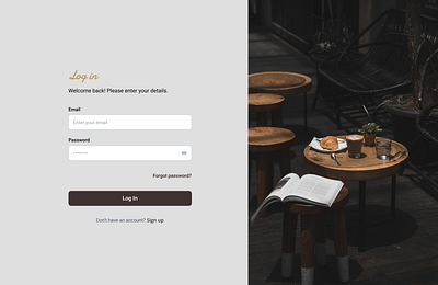 Login page for cafe app branding design ui ux