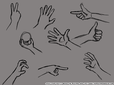 9 Digital Hand Study Sketches digital finger fingers hand hands illustration jesus loves you!!! learn pose practice sketch study the mustard seed life