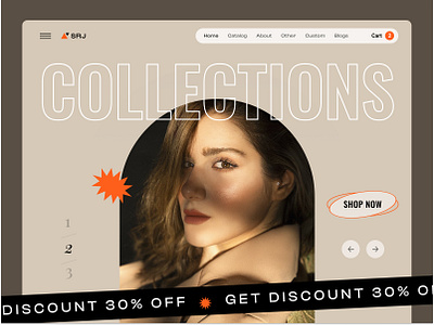 Trendy fashion website design (UI/UX) collection discount graphic design mockup slider ui website