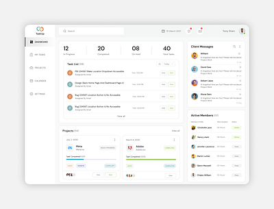 Project Management SaaS Dashboard Inspiration app design figma typography ui ux