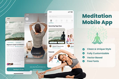 Yoga and meditation mobile app🧘‍♀️ app design branding exercise graphic design illustration logo meditation morning ui ux vector yoga