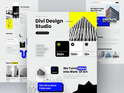 Divi Design Studio Landing Page 3d animation branding design divi graphic design illustration landing landingpage landingpagedesign logo minimal motion graphics product design typography ui ux web design website wordpress