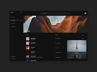 Music Player app application clean concept daily ui dailyui dark dark mode design for you interface macos minimal minimalist music music player suggestions ui ui design user interface