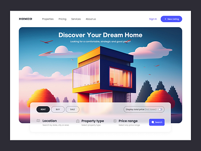 Real Estate Landing Page 3d animation app branding design graphic design illustration landing page logo mobile app motion graphics typography ui ux vector website