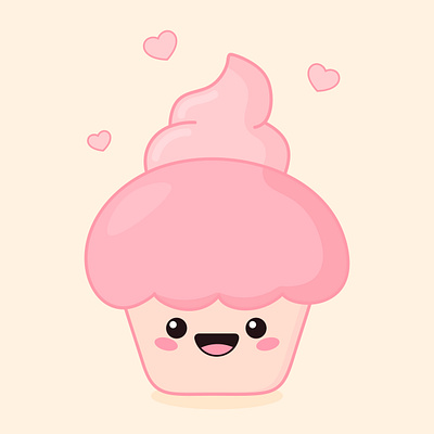 Kawaii cupcake character adorable character cupcake cute illustration kawaii sweet vector yummy