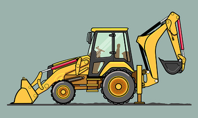 Backhoe loader and front loader front loader graphic graphic design heavy machines illustration machine tractor vector yellow