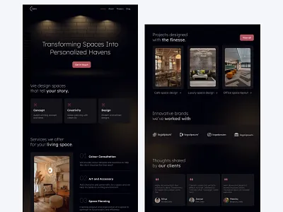 Zenn - Interior Design Agency Website agency dark theme design interior design interior design agency website landing page ui ux web website