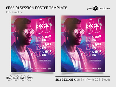 Free DJ Session Poster design dj free freebie photoshop poster posters psd template templates