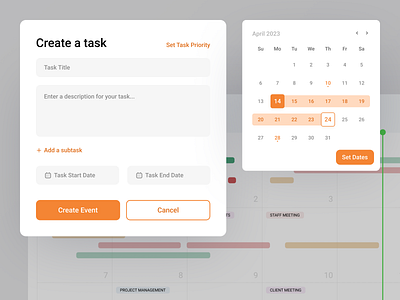 Task and Calendar Components | UI Design calender card components date datepicker design designinspiration responsivewebdesign task ui uidesign ux uxdesign webdesign