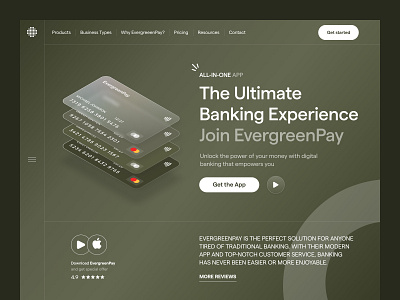 EvergreenPay - Digital Banking App bank bold creative daily ui design hero homepage interface landing ui uiux ux web web design