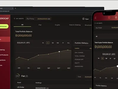 Zerocap Case Study app broker btc case study charts crypto cryptocurrency dark mode design design system finacne interface mobile trade ui ux web web app website