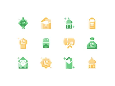 🕌 Ramadan Icon Theme 🌙 allowance branding donation envelope gift icon icon design illustration islam ketupat money moon moslem mosque ramadan religion stars vector