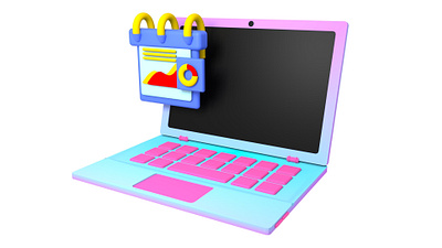 Laptop 3D Illustration. 3d blender illustration motion graphics