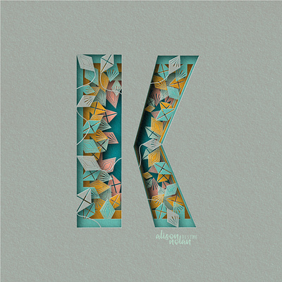 K for kites 36 days of type design hand lettering illustrated letter illustration kites letter k monogram papercut procreate relief