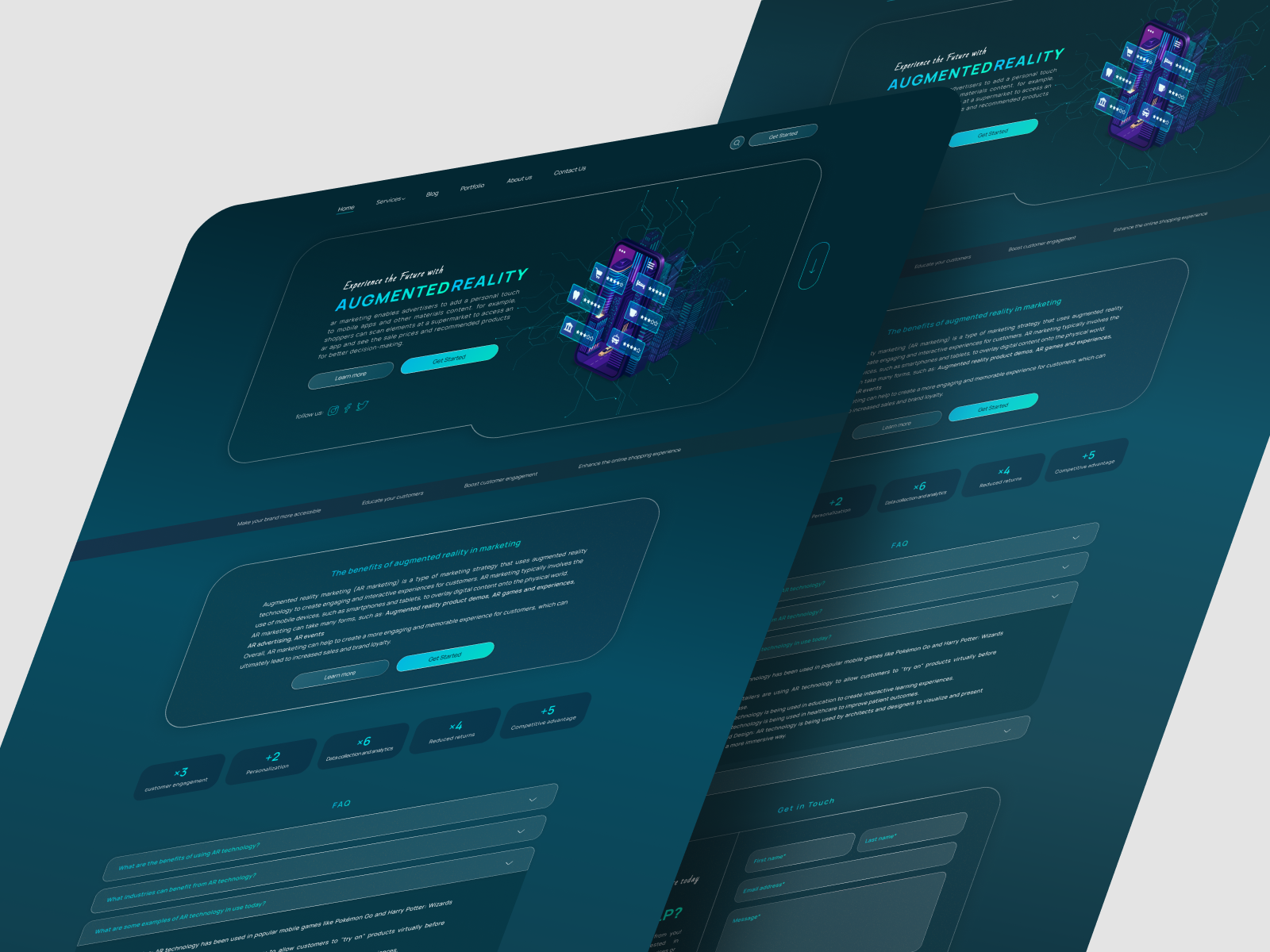 AR Technology Landing Page ar arlanding artechnology branding dark darkmode design heroshot landinpage tech techlanding ui