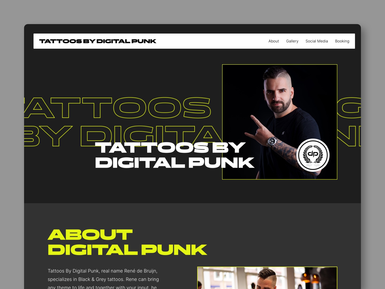 Example of Website design: Tattoos by Digital Punk