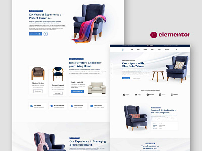 Zelora - Armchair & Furniture Brand Elementor Template Kit branding chair design elementor exterior furniture illustration promotion ui ux website wordpress