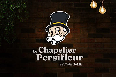 Branding for Le Chapelier Persifleur branding escape game escape room logo logo design mascot sticker