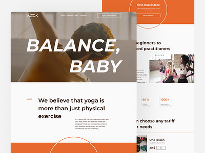 Balance, baby. Yoga studio. design homepage landing logo orange tilda ui ux website yoga