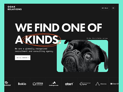 OOAK Relations Landing Page | Recruitment & Consulting Agency agency black clean company futura hero home page landing page landing website minimal modern ooak relations pug recruiting scribble studio talent user interface web design website design