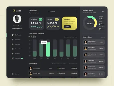 Financial Dashboard Web business dashboard design finances interface orders payment profit statistics ui ux web website