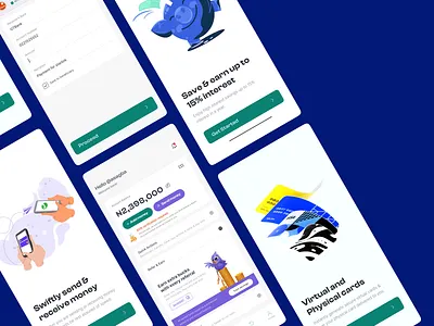 Banking app | Onboarding & Dashboard bank banking app cards onboarding payment savings transfer ui