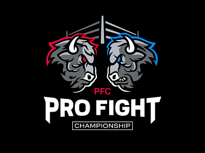 PRO FIGHT CHAMPIONSHIP animal bison face fight logo logodesign logotype mascot vs
