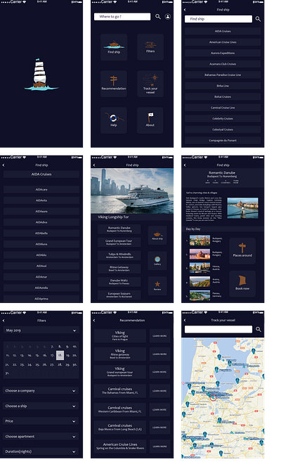 App ship design illustration ui ux vector