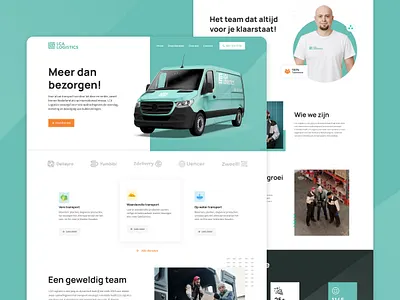 Website Design & Branding LCA Logistics bright colorfull delivery fresh friendly green header homepage light logistics website white