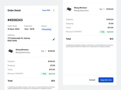 Stratis UI - Sidebar app checkout clean component design details interface minimal modal overlay popup product side panel sidebar slide out ui ui design ux ux design web