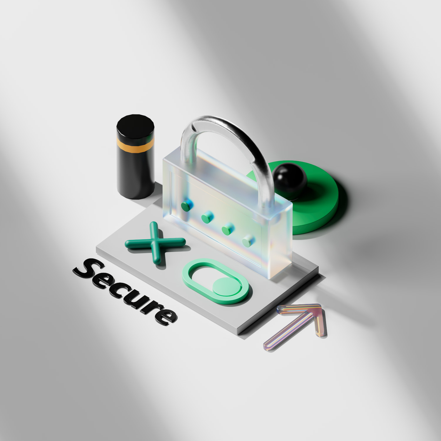 Secure 3d 3d art 3d artist brand branding color design illustration logo ui