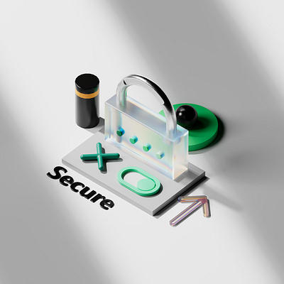Secure 3d 3d art 3d artist brand branding color design illustration logo ui