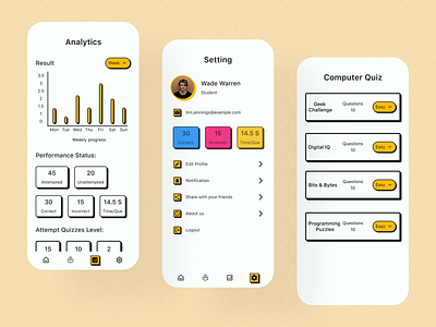 Quiz Application app app development app design appdesign mobileappdesign branding design graphic design illustration logo ui ux