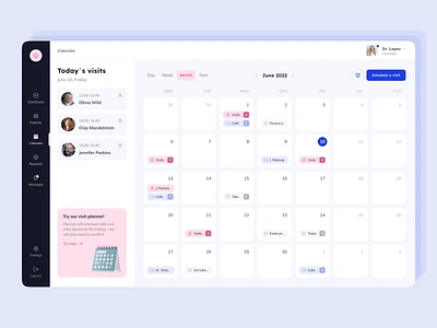 Calendar for Doctors Web App appointments calendar clinic doctor fireart healthcare medical patient schedule ui web