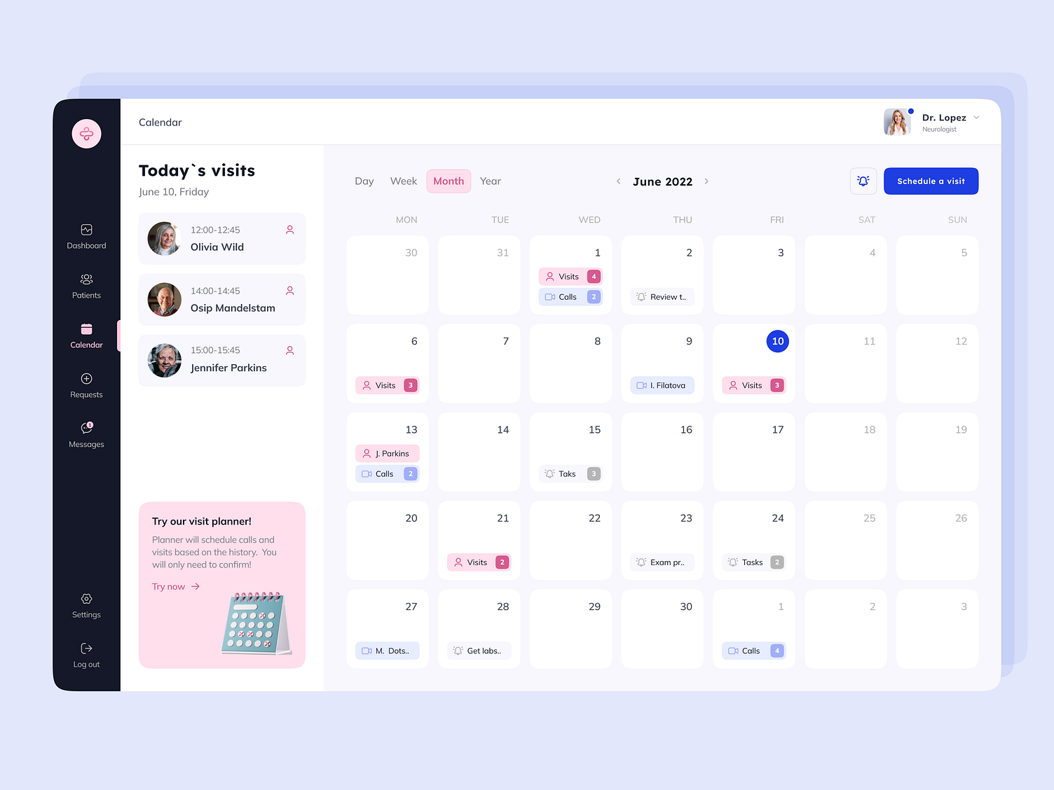 Calendar For Doctors Web App By Mariam Belarbi For Fireart Studio On 