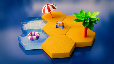 🏝️ Land And Sea Board Game 3D Poster 3d blender branding design game graphic design illustration vector
