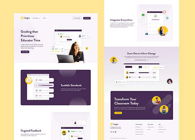 E-learning Platform Website branding dashboard graphic design landing page language course learning platform purple ui uxui design web design webapp webplatform widgets yellow