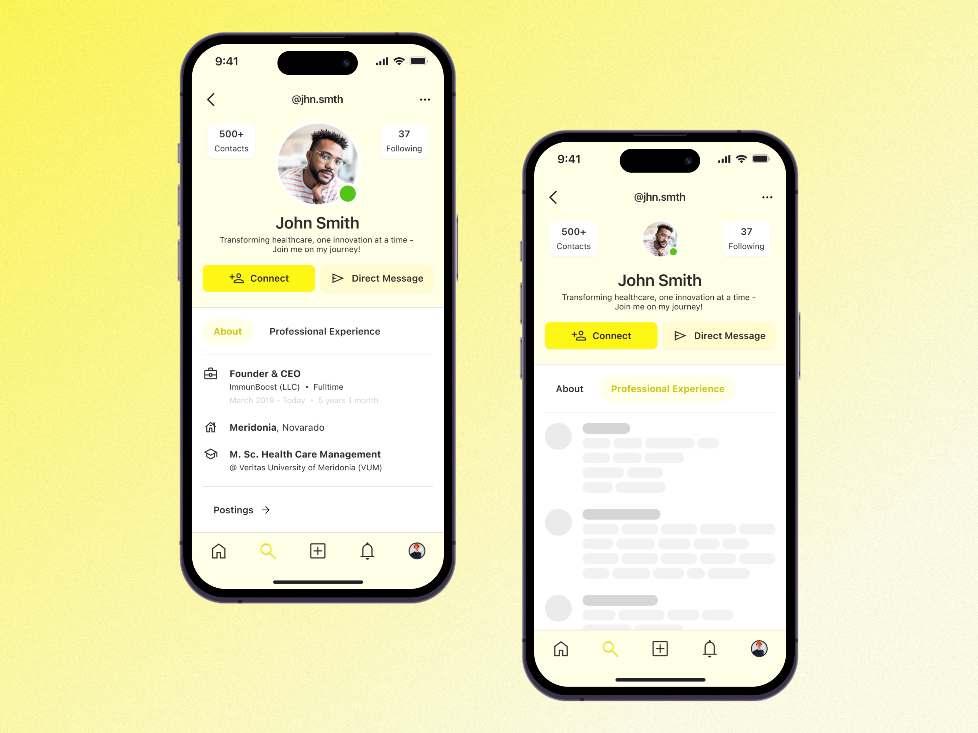 User Profile of a Business App app app design connection design mobile design network networking social media ui user profile
