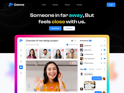 Convo - Video Conference web application branding call chat conference dashboard design figma group call illustration light theam logo meet online ui ux video video call web web application